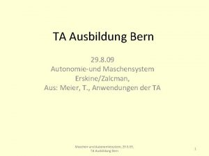 TA Ausbildung Bern 29 8 09 Autonomieund Maschensystem