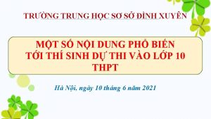 TRNG TRUNG HC S S NH XUYN MT