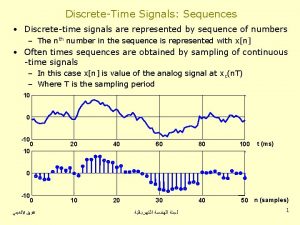 DiscreteTime Signals Sequences Discretetime signals are represented by