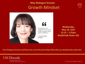 May Dialogue Session Growth Mindset Wednesday May 29