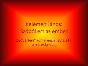 Kelemen Jnos Szbl rt az ember Szt rteni