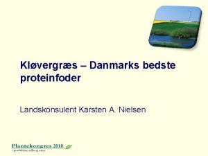 Klvergrs Danmarks bedste proteinfoder Landskonsulent Karsten A Nielsen