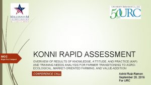 MCC Niger PreCompact KONNI RAPID ASSESSMENT OVERVIEW OF