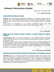 Sntesis Informativa Estatal Xalapa Ver 24 de Abril