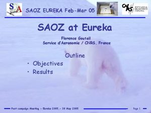 SAOZ EUREKA FebMar 05 SAOZ at Eureka Florence