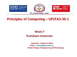 Principles of Computing UFCFA 3 30 1 Week7