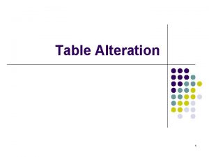 Table Alteration 1 Altering Tables l Table definition