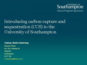Introducing carbon capture and sequestration CCS to the