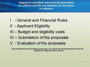 Support to nonState actors for the prevention of