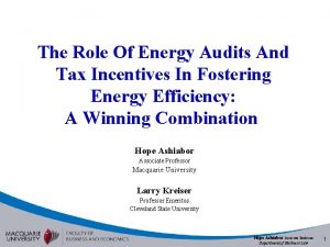 The Role Of Energy Audits And Tax Incentives