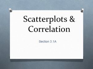 Scatterplots Correlation Section 3 1 A Relationships between