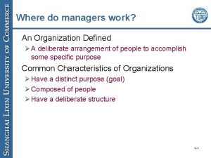 Where do managers work An Organization Defined A