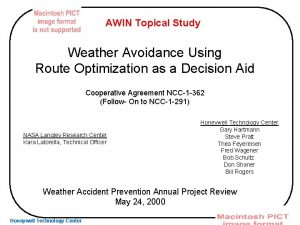 AWIN Topical Study Weather Avoidance Using Route Optimization