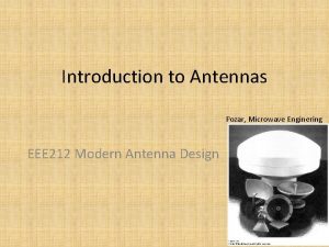 Introduction to Antennas Pozar Microwave Enginering EEE 212