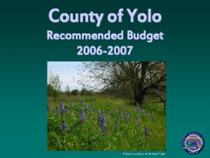 County of Yolo Recommended Budget 2006 2007 Picture