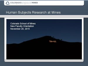Human Subjects Research at Mines Colorado School of