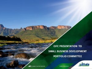 IDFC PRESENTATION TO SMALL BUSINESS DEVELOPMENT PORTFOLIO COMMITTEE