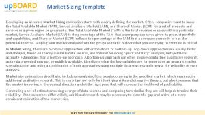 Market Sizing Template Developing an accurate Market Sizing