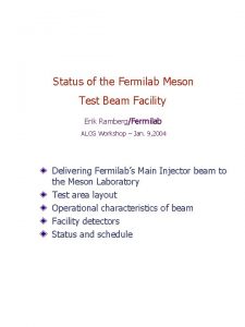 Status of the Fermilab Meson Test Beam Facility