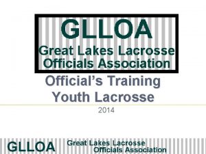 Officials Training Youth Lacrosse 2014 Agenda Session 1