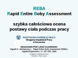 REBA Rapid Entire Boby Assessment szybka caociowa ocena