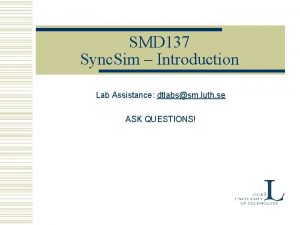 SMD 137 Sync Sim Introduction Lab Assistance dtlabssm