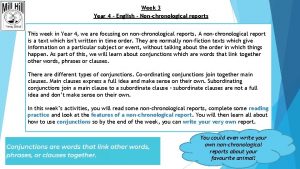Week 3 Year 4 English Nonchronological reports This