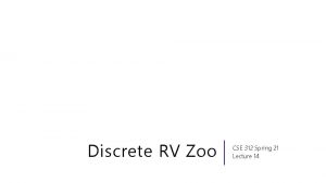 Discrete RV Zoo CSE 312 Spring 21 Lecture