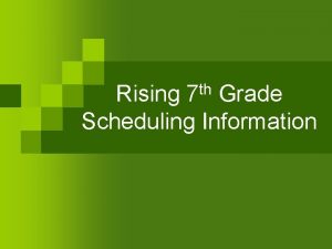 Rising 7 th Grade Scheduling Information LCPS Middle