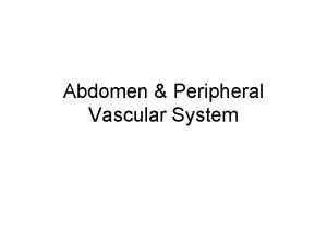 Abdomen Peripheral Vascular System Abdomen Anatomy Diaphragm to