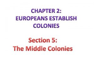 Section 5 The Middle Colonies The Dutch Establish