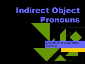 Indirect Object Pronouns Los pronombres de objeto indirecto