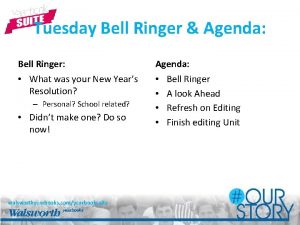 Tuesday Bell Ringer Agenda Bell Ringer Agenda What