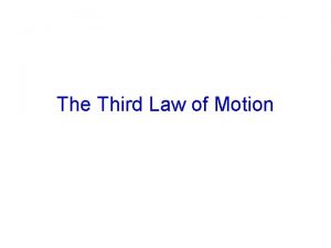 The Third Law of Motion 1 Newtons Third