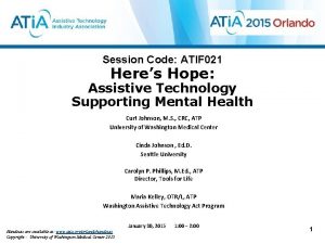 Session Code ATIF 021 Heres Hope Assistive Technology