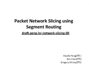 Packet Network Slicing using Segment Routing draftpenglsrnetworkslicing00 Shaofu