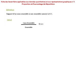 Fiche des Savoirfaire applicables aux donnes quantitatives et