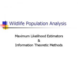 Wildlife Population Analysis Maximum Likelihood Estimators Information Theoretic