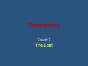 Seamanship Chapter 2 The Boat 1 Learning Objectives