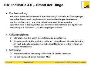 BA Industrie 4 0 Stand der Dinge Problemstellung