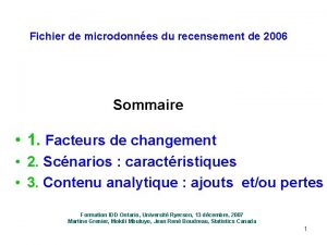 Fichier de microdonnes du recensement de 2006 Sommaire