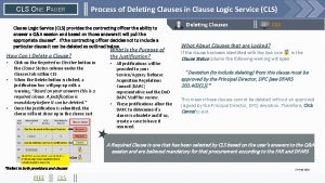 CLS ONE PAGER Process of Deleting Clauses in