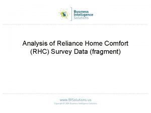 Analysis of Reliance Home Comfort RHC Survey Data