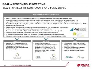 KGAL RESPONSIBLE INVESTING ESG STRATEGY AT CORPORATE AND