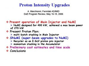 Proton Intensity Upgrades A Marchionni Fermilab ADMID Do