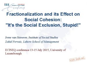 Fractionalization and its Effect on Social Cohesion Its