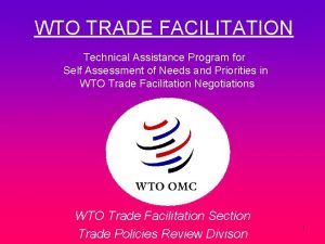 WTO TRADE FACILITATION Technical Assistance Program for Self