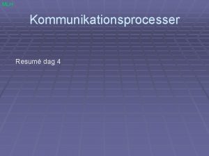 MLH Kommunikationsprocesser Resum dag 4 MLH Kommunikationsprocesser DefinitionerDokument