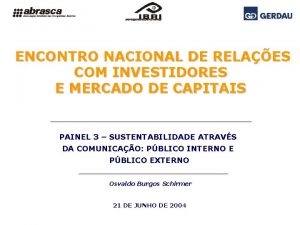 ENCONTRO NACIONAL DE RELAES COM INVESTIDORES E MERCADO