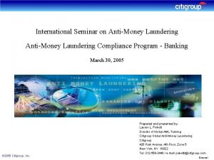 International Seminar on AntiMoney Laundering Compliance Program Banking